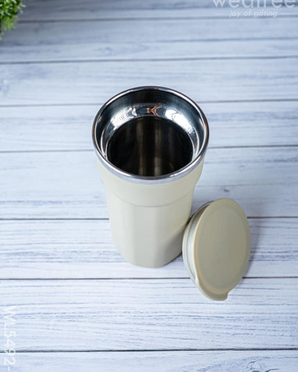 Insulated Mug with Lid - 6 inch - Beige - WL5492-1 - Bottles & mugs