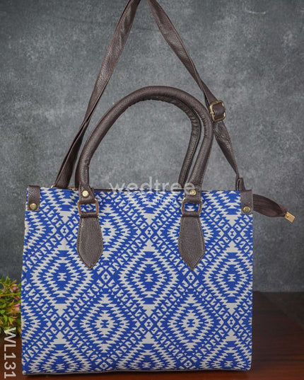 Jacquard Hand Bag With Leather Base & Handle - Wl1311 Regular Handbags