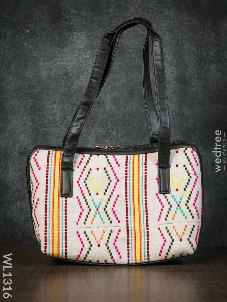 Jacquard Handbag With Multicoloured Brick Design Double Zipper - Wl1316 Regular Handbags