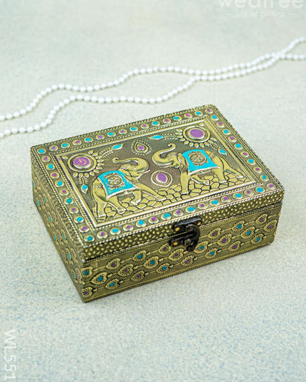 Jewel Box with Elephant Design - 7x5 inch - WL5510 - Dry Fruit Box RG