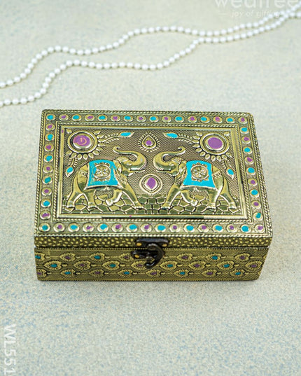 Jewel Box with Elephant Design - 7x5 inch - WL5510 - Dry Fruit Box RG