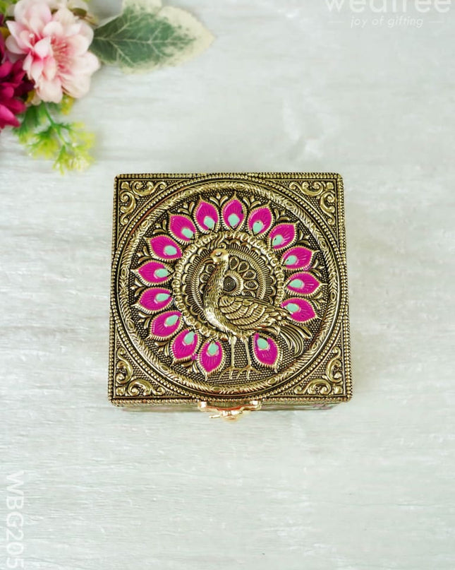 Jewel Box with Peacock Design - 4 inch - WBG2055 - Dry Fruit Box RG