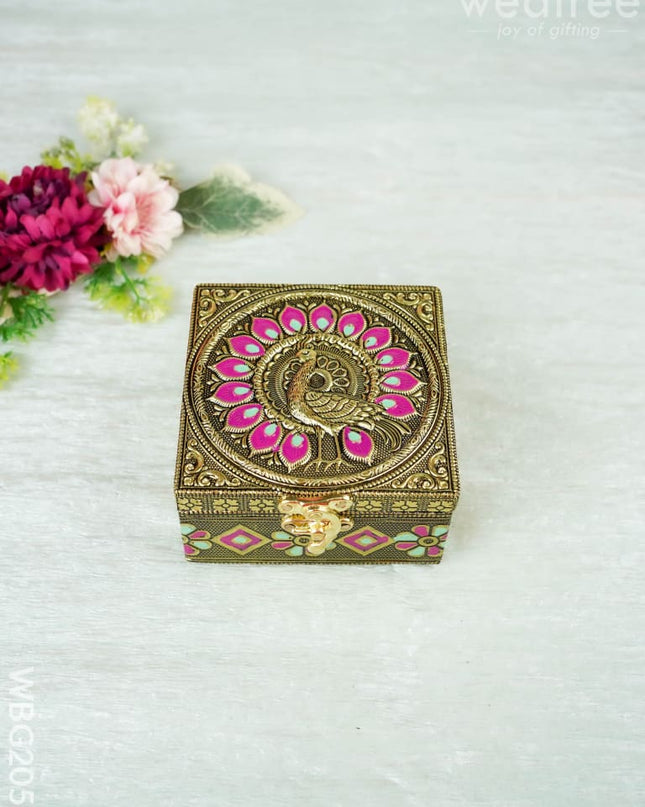 Jewel Box with Peacock Design - 4 inch - WBG2055 - Dry Fruit Box RG