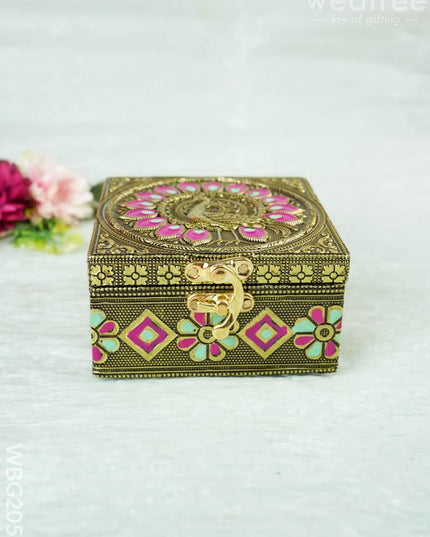 Jewel Box with Peacock Design - 4 inch - WBG2055 - Dry Fruit Box RG