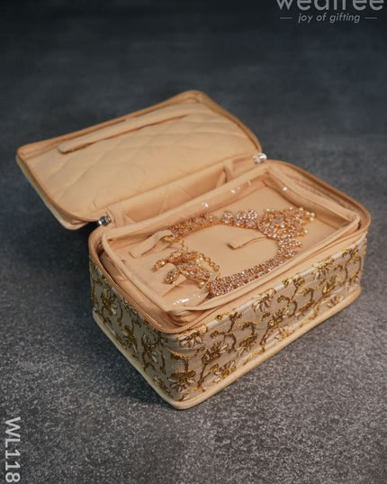 Jewel Pouch With Floral Design And Chumki Embroidery Work -(9X6)- Wl1188 Organizers