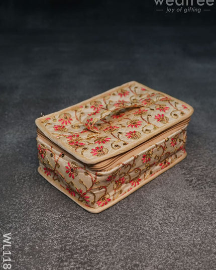 Jewel Pouch With Floral Design And Chumki Embroidery Work -(9X6)- Wl1188 Organizers