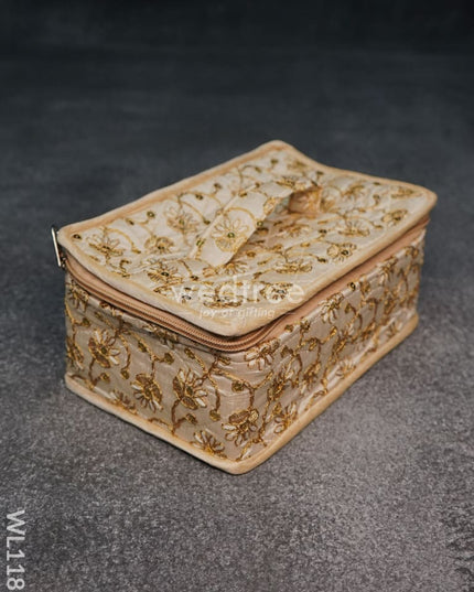 Jewel Pouch With Floral Design And Chumki Embroidery Work -(9X6)- Wl1188 Organizers