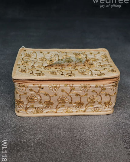 Jewel Pouch With Floral Design And Chumki Embroidery Work -(9X6)- Wl1188 Organizers