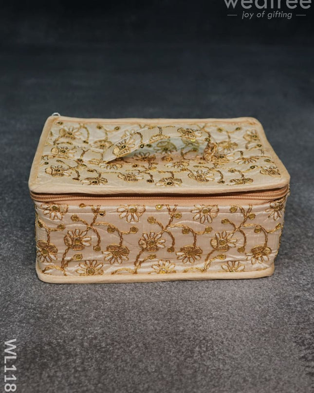 Jewel Pouch With Floral Design And Chumki Embroidery Work -(9X6)- Wl1188 Organizers