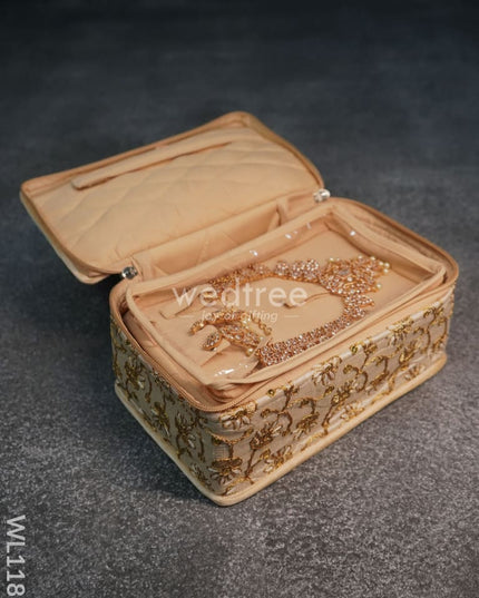 Jewel Pouch With Floral Design And Chumki Embroidery Work -(9X6)- Wl1188 Organizers