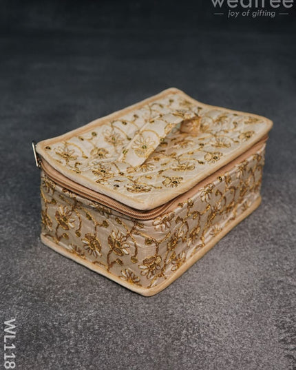 Jewel Pouch With Floral Design And Chumki Embroidery Work -(9X6)- Wl1188 Organizers