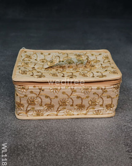 Jewel Pouch With Floral Design And Chumki Embroidery Work -(9X6)- Wl1188 Organizers