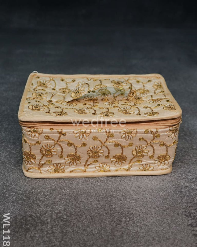 Jewel Pouch With Floral Design And Chumki Embroidery Work -(9X6)- Wl1188 Organizers