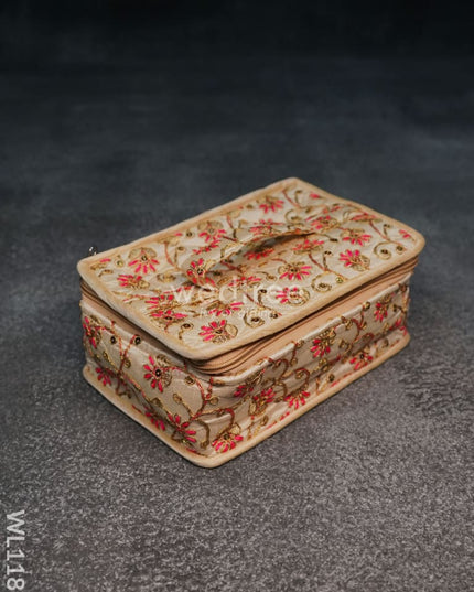 Jewel Pouch With Floral Design And Chumki Embroidery Work -(9X6)- Wl1188 Organizers