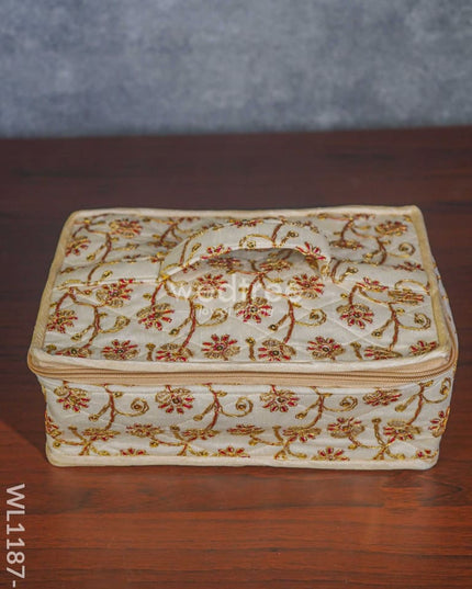 Jewel Pouch With Floral Design And Chumki Embroidery Work (9X7) - Wl1187 Organizers