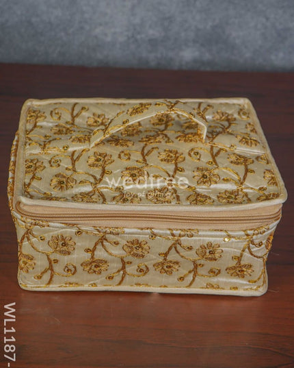 Jewel Pouch With Floral Design And Chumki Embroidery Work (9X7) - Wl1187 Organizers