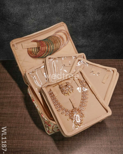Jewel Pouch With Floral Design And Chumki Embroidery Work (9X7) - Wl1187 Organizers