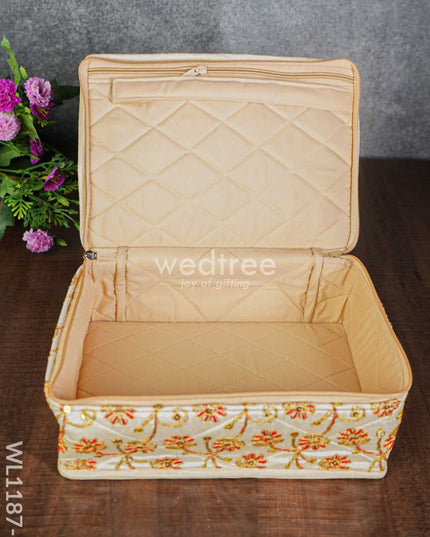 Jewel Pouch With Floral Design And Chumki Embroidery Work (9X7) - Wl1187 Organizers