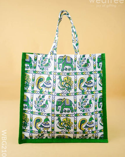 Juco Bag - Annapakshi & Elephant Print - WBG2100 - Cloth Bags