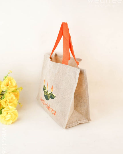 Juco Bag with Deepam & Best Wishes - WBG1266 - Cloth Bags
