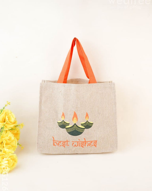 Juco Bag with Deepam & Best Wishes - WBG1266 - Cloth Bags
