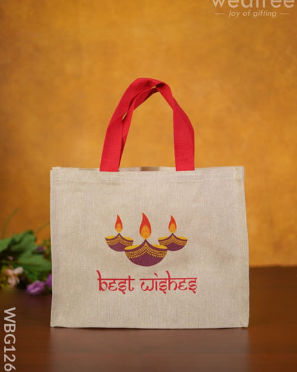 Juco Bag with Deepam & Best Wishes - WBG1266 - Cloth Bags