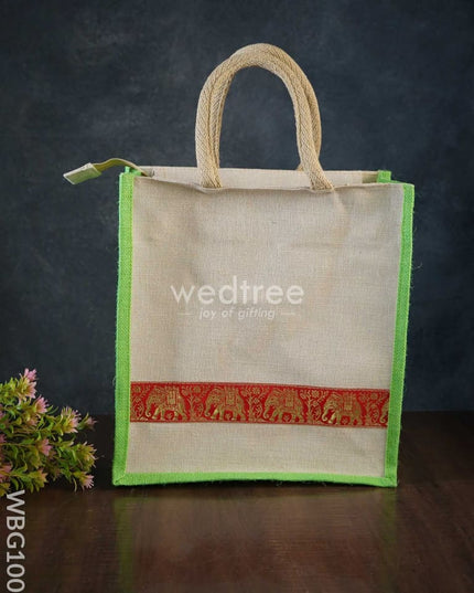 Juco Bag With Zari Lace And Front Zipper - Wbg1003 Jute Bags