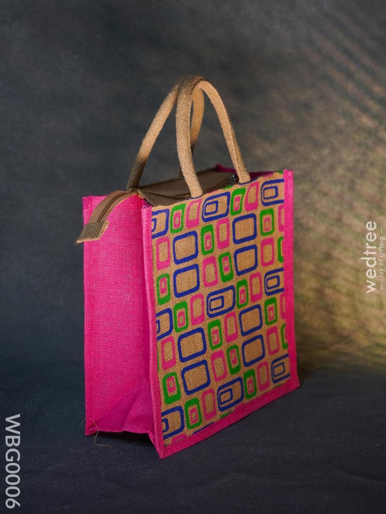 Jute Bag - 3 Colour Box (Medium) In Natural Color And Zipper Wbg0006 Bags