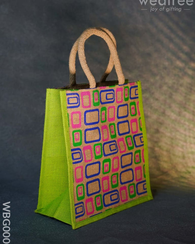 Jute Bag - 3 Colour Box (Medium) In Natural Color And Zipper Wbg0006 Bags