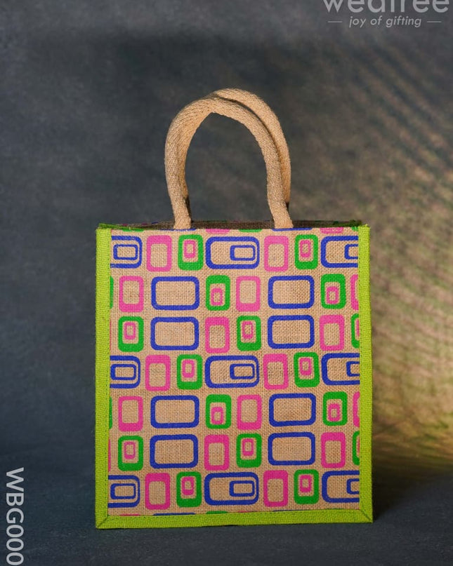 Jute Bag - 3 Colour Box (Medium) In Natural Color And Zipper Wbg0006 Bags