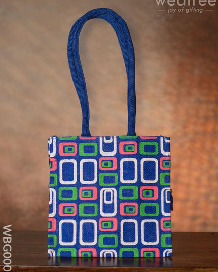 Jute Bag - 3 Colour Box (Small) With Coloured Handle And Zipper Wbg0005 Bags