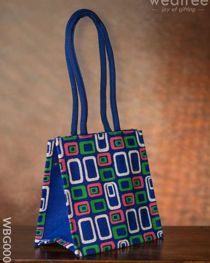 Jute Bag - 3 Colour Box (Small) With Coloured Handle And Zipper Wbg0005 Bags