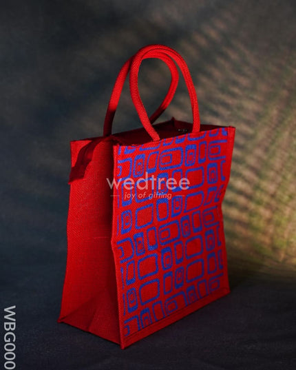 Jute Bag - Box Print With Zipper Wbg0002 Bags