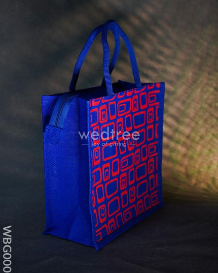 Jute Bag - Box Print With Zipper Wbg0002 Bags
