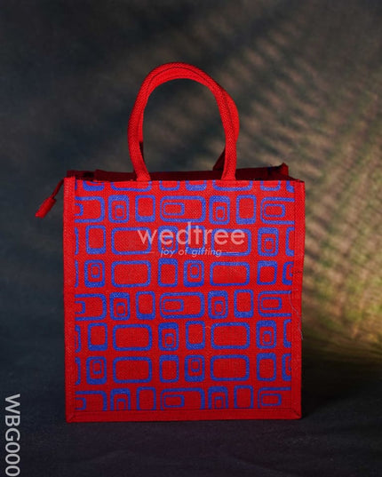 Jute Bag - Box Print With Zipper Wbg0002 Bags