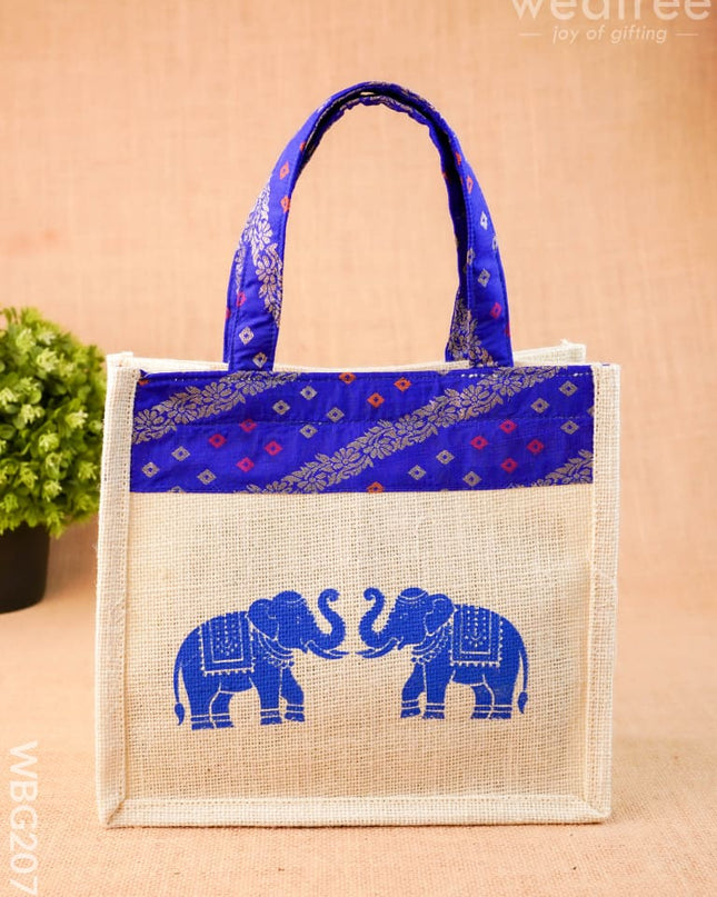 Jute Bag - Elephant Design - 9 inch - WBG2073 - Jute Bags