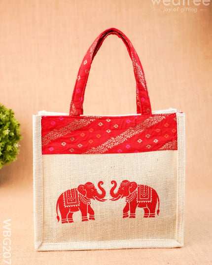 Jute Bag - Elephant Design - 9 inch - WBG2073 - Jute Bags