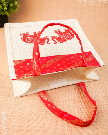 Jute Bag - Elephant Design - 9 inch - WBG2073 - Jute Bags