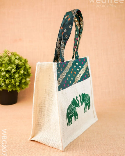 Jute Bag - Elephant Design - 9 inch - WBG2073 - Jute Bags