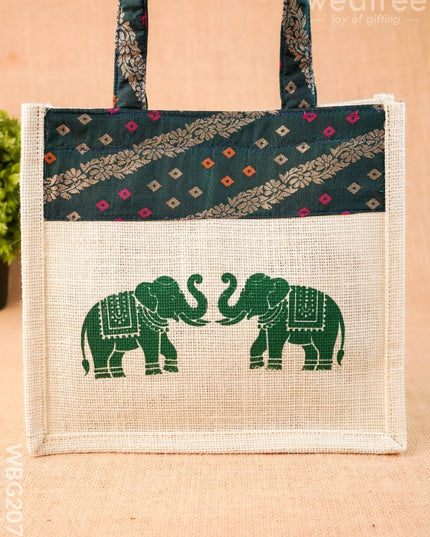 Jute Bag - Elephant Design - 9 inch - WBG2073 - Jute Bags
