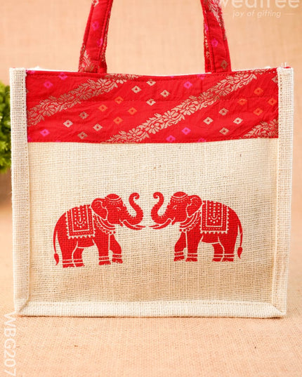 Jute Bag - Elephant Design - 9 inch - WBG2073 - Jute Bags
