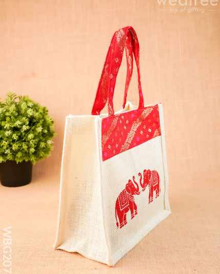 Jute Bag - Elephant Design - 9 inch - WBG2073 - Jute Bags