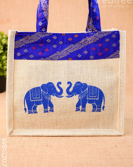 Jute Bag - Elephant Design - 9 inch - WBG2073 - Jute Bags