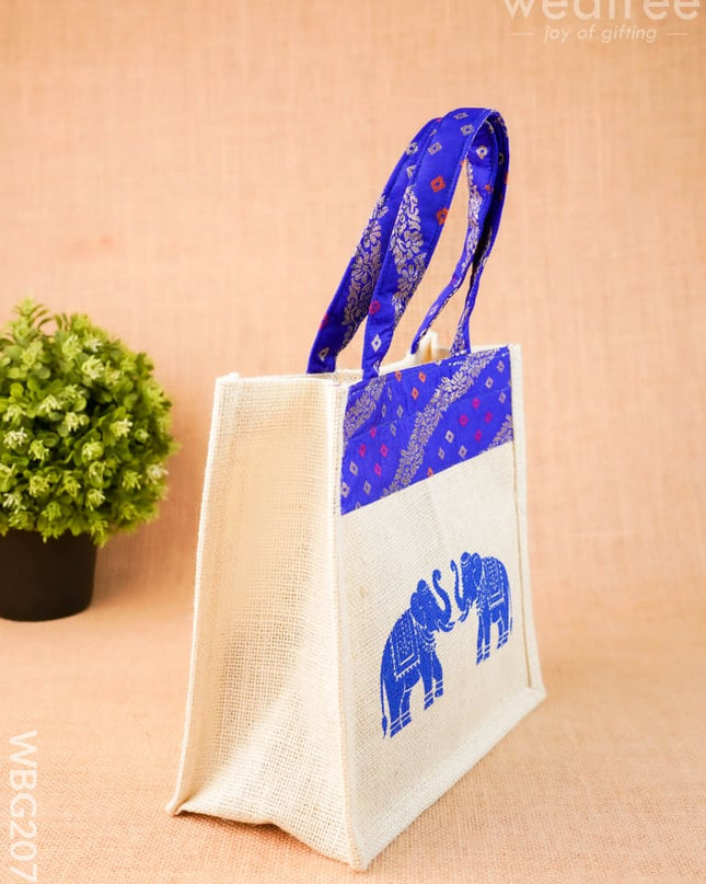 Jute Bag - Elephant Design - 9 inch - WBG2073 - Jute Bags