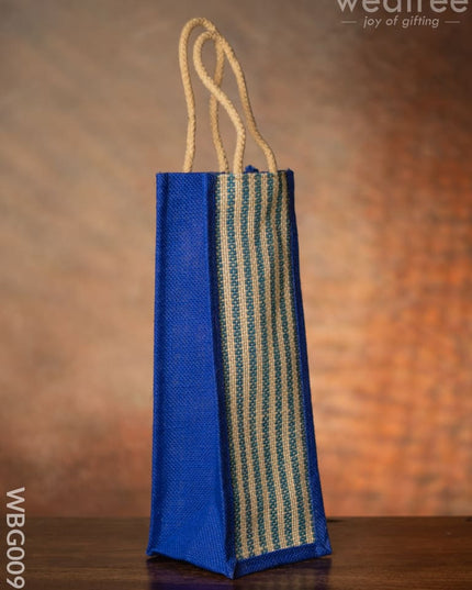 Jute Bag For Water Bottle With Vertical Stripes - Wbg0093 Bags