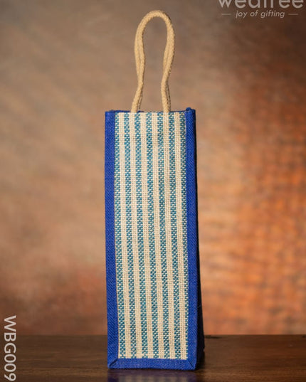 Jute Bag For Water Bottle With Vertical Stripes - Wbg0093 Bags