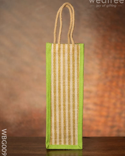 Jute Bag For Water Bottle With Vertical Stripes - Wbg0093 Bags