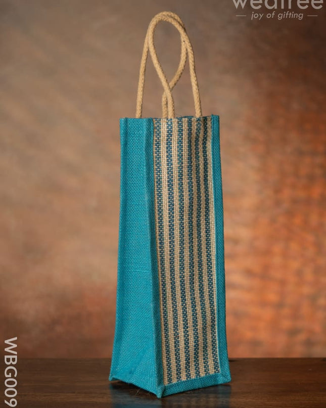 Jute Bag For Water Bottle With Vertical Stripes - Wbg0093 Bags