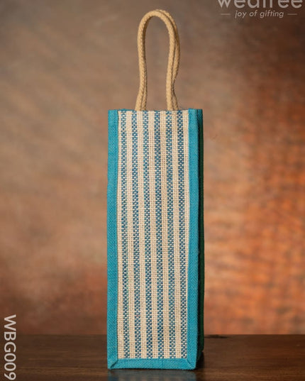 Jute Bag For Water Bottle With Vertical Stripes - Wbg0093 Bags