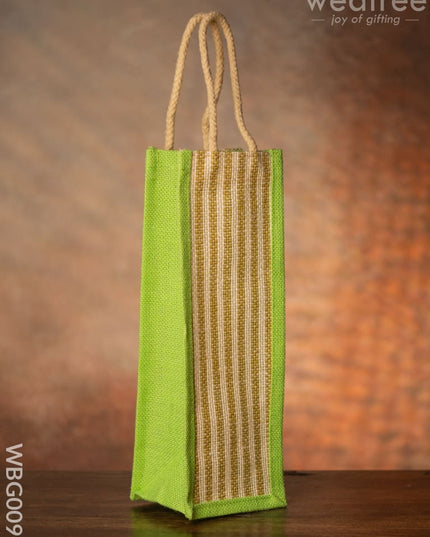 Jute Bag For Water Bottle With Vertical Stripes - Wbg0093 Bags